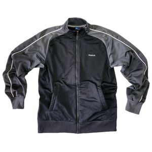 Reebok Mens M Track Jacket Full Zip Black Athletic Activewear‎ Athleisure Gym